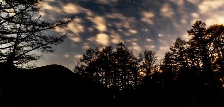 2020年11月1日、信州たてしな 白樺高原の御泉水自然園から、夜の風景