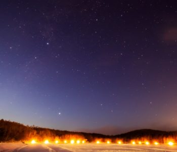 2021年1月16日、信州たてしな 白樺高原の女神湖畔から、夜の星空風景２。