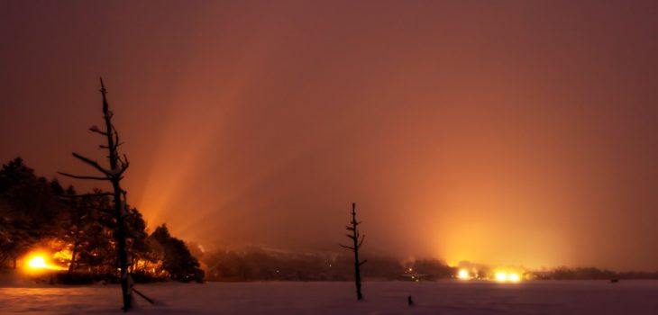 2021年1月24日、信州たてしな 白樺高原の女神湖から、夜の風景